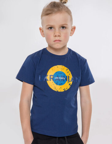 Kids T-Shirt Ukrainian Air Force. Color navy blue. .