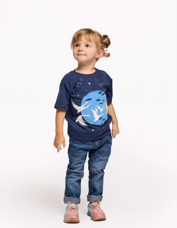 Kids T-Shirt Space. Color navy blue. .