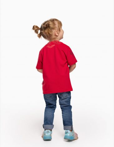 Kids T-Shirt Stork. Color red. .