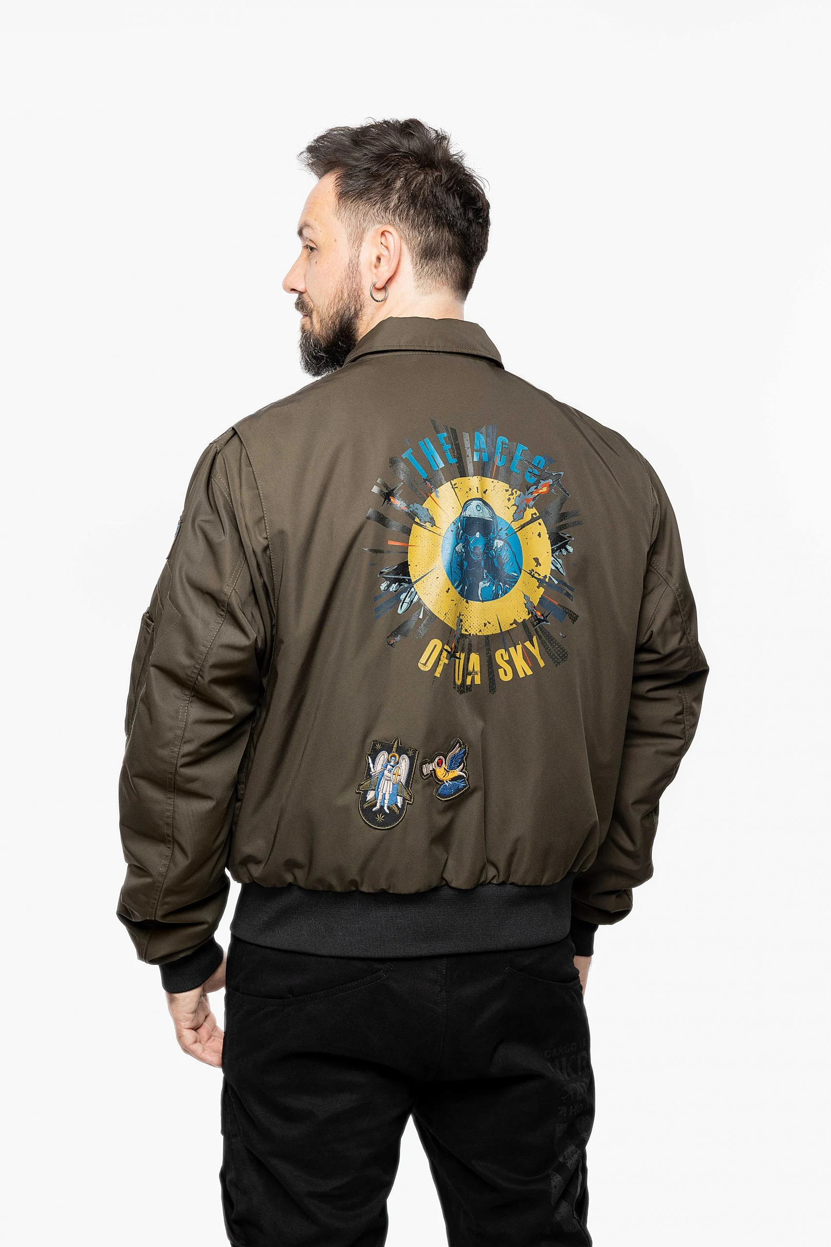 Khaki color bomber jacket best sale