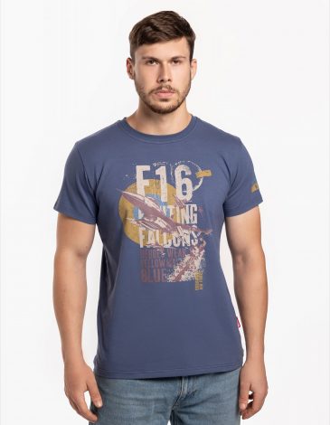 Men’s T-Shirt Fighting Falcon. Color denim. .