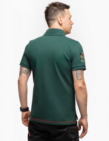 Men's Polo Shirt Hryhoriy Skovoroda. Color dark green. .