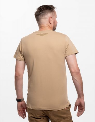 Men's T-Shirt To Belive And To Win. Color sand. .