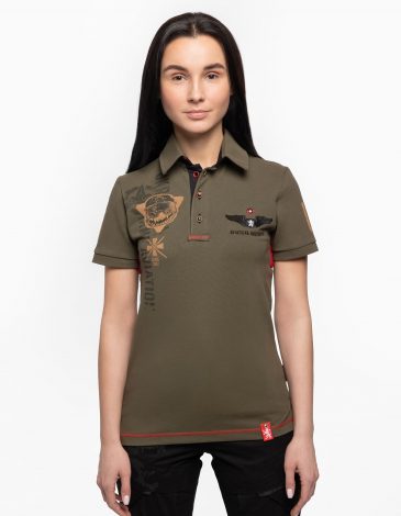 Women's Polo Shirt Army Aviation. Color khaki. .