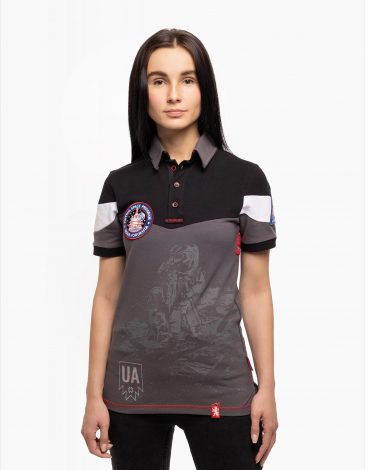 Women's Polo Shirt Seconds Molfar's Spedition. Color graphite. .