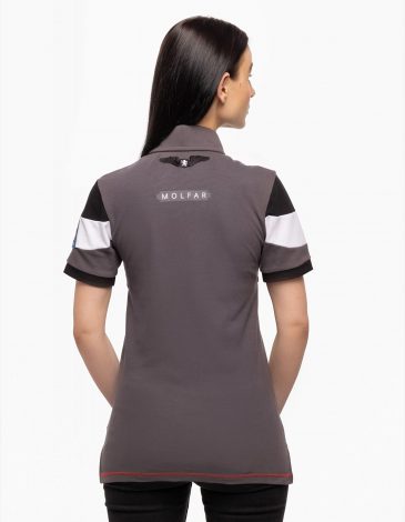 Women's Polo Shirt Seconds Molfar's Spedition. Color graphite. .