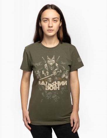 Women's T-Shirt Залізний Воїн. Color khaki. 1.