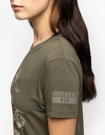 Women's T-Shirt Iron Warrior. Color khaki. 1.