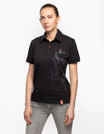 Women's Polo Shirt Syla. Color black. 1.