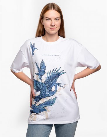 Women's T-Shirt Free Wings. Color white. .