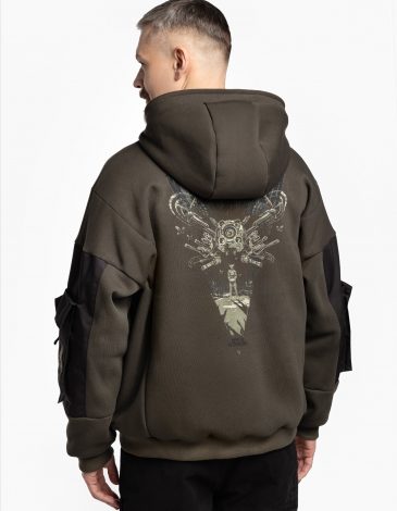 Men's Hoodie Vengeans From The Sky. Color khaki. 1.