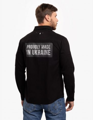 Men's Shirt Proudly Made In Ukraine. Color black. .