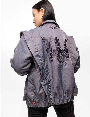 Women's Bomber Jacket Bird. Color gray. .