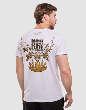 Men's T-Shirt Ukrainian Fury. Color white. 1.