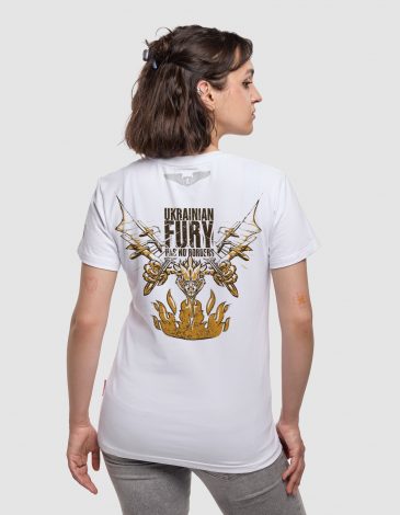 Women's T-Shirt Ukrainian Fury. Color white. .