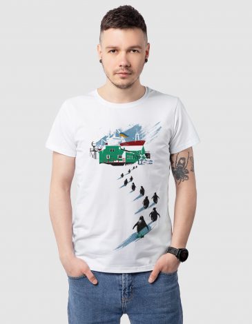 Men’s T-Shirt Along The Antarctic Shores. Color white. .