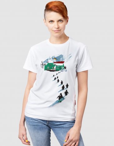 Women's T-Shirt Along The Antarctic Shores. Color white. .